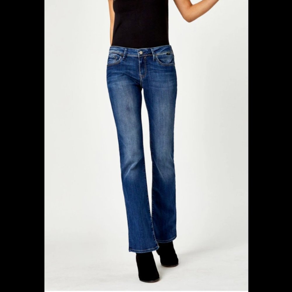 NEW Mavi Ashley Mid-Rise Boot-Cut Blue Denim Casual Jeans P4441